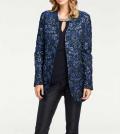 Designer-Jacquardlongblazer blau-schwarz Gr. 36