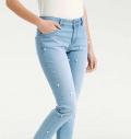 Designer-Jeans mit Perlen hellblau