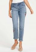 Designer-Jeans mit Stickerei blau-used