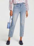 Designer-Jeans mit Stickerei blau-used