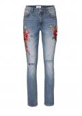 Designer-Jeans mit Stickerei hellblau