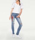 Designer-Jeans mit Stickerei hellblau