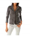 Designer-Jeansblazer mit Perlen taupe