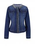 Designer-Jeansjacke mit Fransen blue-stone