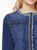 Designer-Jeansjacke mit Fransen blue-stone