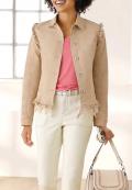 Designer-Jeansjacke mitSpitze beige