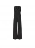 Designer-Jersey-Jumpsuit mitweitem Bein schwarz