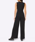 Designer-Jersey-Jumpsuit mitweitem Bein schwarz