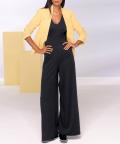 Designer-Jersey-Jumpsuit mitweitem Bein schwarz