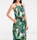 Designer-Jersey-Maxikleid weiß-grün