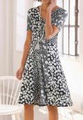 Designer-Jersey-Patchlookkleid schwarz-weiß