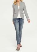 Designer-Jerseyblazer mit Strass grau-melange