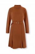 Designer-Jerseykleid mit Gürtel cognac
