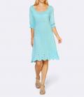 Designer-Jerseykleid mit Lochstickerei aquamarin