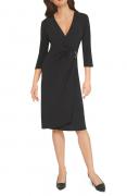 Designer-Jerseykleid mit Raffung schwarz