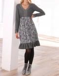 Designer-Jerseykleid mit Spitze grau
