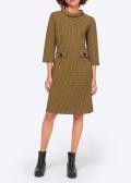 Designer-Jerseykleid ocker-schwarz