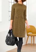 Designer-Jerseykleid ocker-schwarz