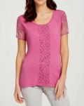 Designer-Jerseyshirt mit Spitze himbeere