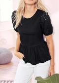 Designer-Jerseyshirt mit Spitze schwarz