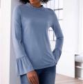Designer-Jerseyshirt mit Volants bleu