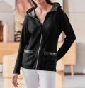 Designer-Kapuzenstrickjacke mit Pailetten schwarz