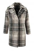 Designer-Karo-Wollmantel grau-beige