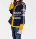 Designer-Karoblazer marine-bunt