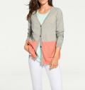 Designer-Kaschmir-Cardigan grau-apricot