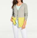 Designer-Kaschmir-Cardigan grau-gelb