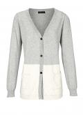 Designer-Kaschmir-Cardigan grau-offwhite