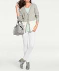 Designer-Kaschmir-Cardigan grau-offwhite