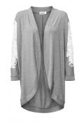 Designer-Kimonojacke mit Spitze grau