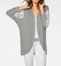 Designer-Kimonojacke mit Spitze grau