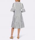 Designer-Kleid ecru-dunkelblau