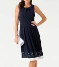 Designer-Kleid marine-ecru