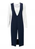 Designer-Kleid marine-offwhite