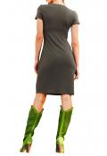 Designer-Kleid mit Drapierung oliv