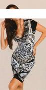 Designer-Kleid mit Perlen schwarz-bunt