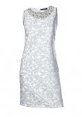 Designer-Kleid mit Perlen silbergrau