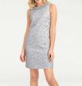 Designer-Kleid mit Perlen silbergrau