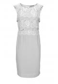 Designer-Kleid mit Spitze grau-weiß