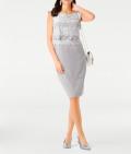 Designer-Kleid mit Spitze grau-weiß