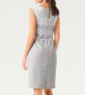 Designer-Kleid mit Spitze grau-weiß