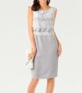 Designer-Kleid mit Spitze grau-weiß
