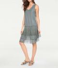 Designer-Kleid mit Spitze oliv