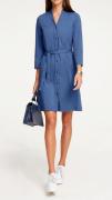Designer-Kleid mit Stoffgürtel jeansblau