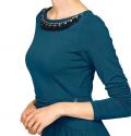 Designer-Kleid mit Strass petrol