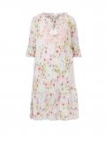 Designer-Kleid mitStickerei ecru-rosenquarz