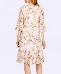 Designer-Kleid mitStickerei ecru-rosenquarz
